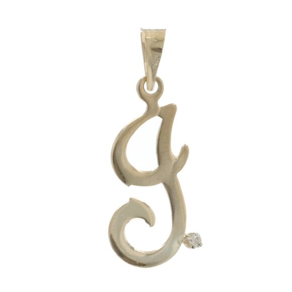 Yellow Gold Diamond Initial I Pendant - 14k Single Cut Monogram Letter - Picture 1 of 4